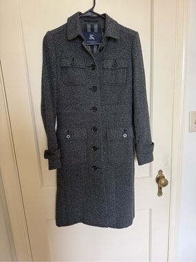 Burberry Blue Label Herringbone Tweed Coat